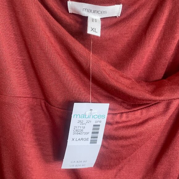 NWT Maurices Asymmetrical Burnt Orange Tank Top Size XL - Picture 2 of 7